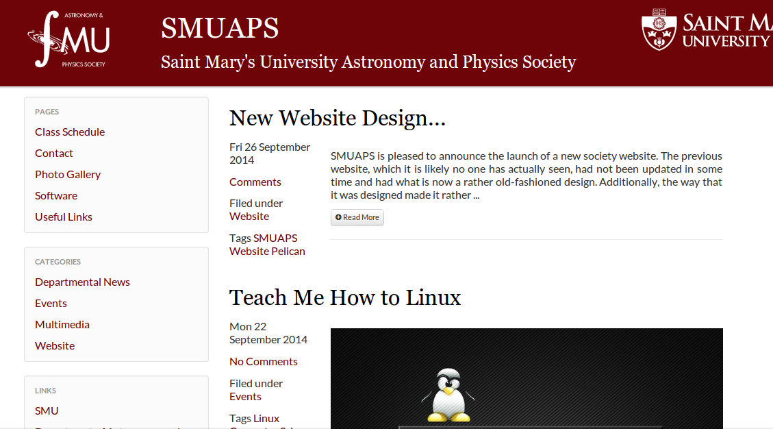Screenshot of the new website's home page.