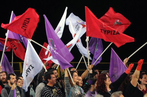 SYRIZA supporters celebrating their election victory in January
